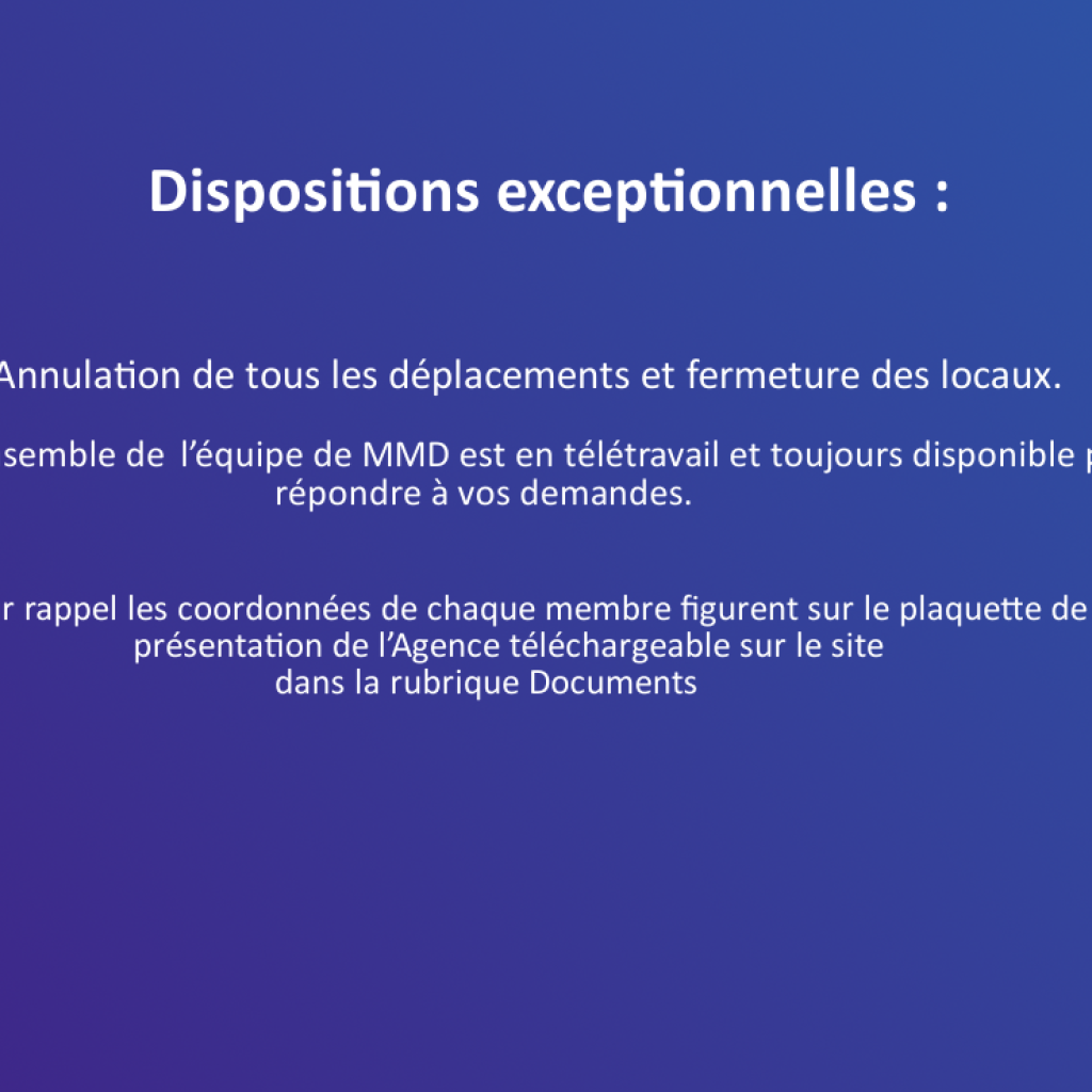 Dispositions exceptionnelles du 17/03/2020